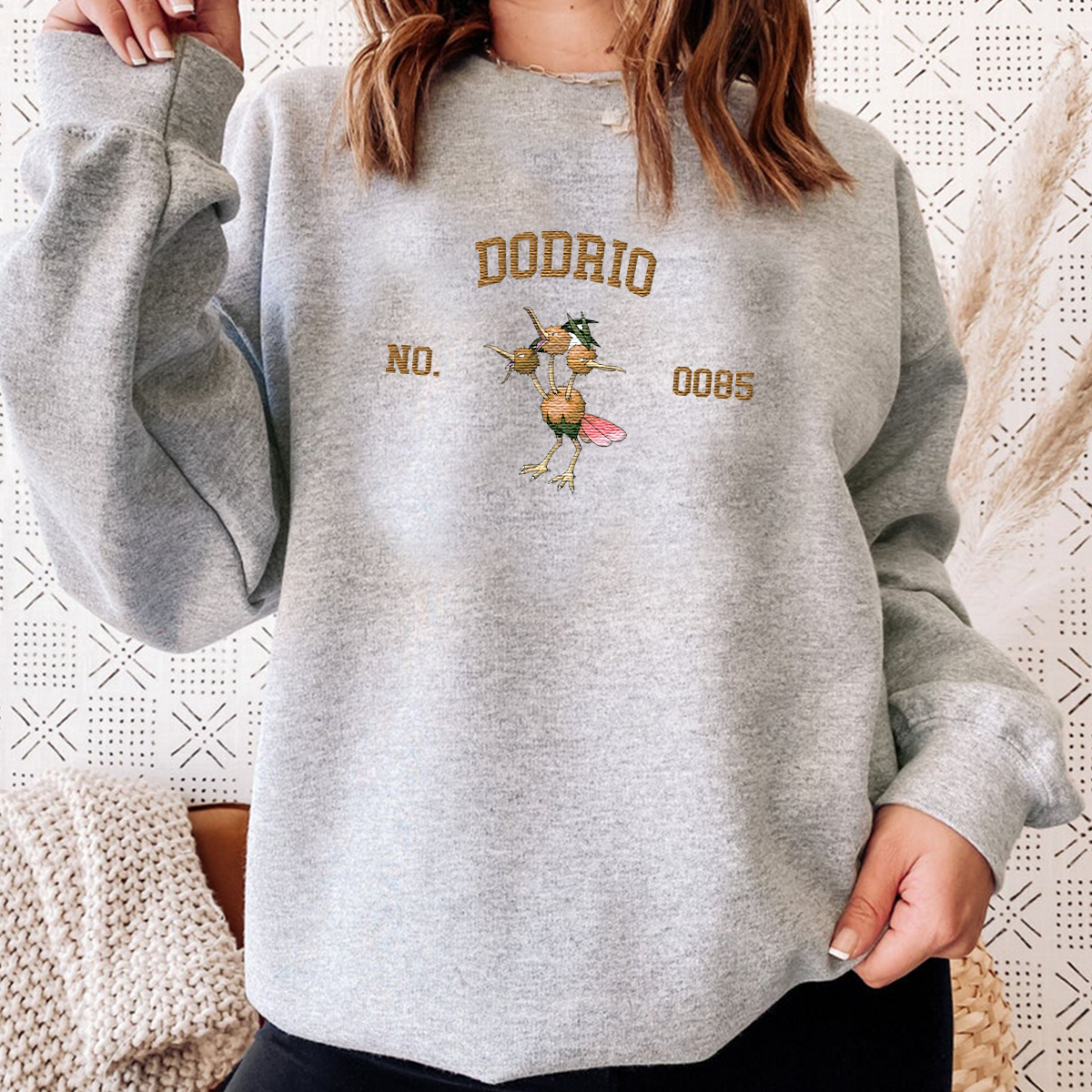 Dodrio Adorable Anime-Themed Embroidered T-Shirt,Crewneck,Hoodie-Trendy Versatile and a Thoughtful Gift for Friends,H-C-1694
