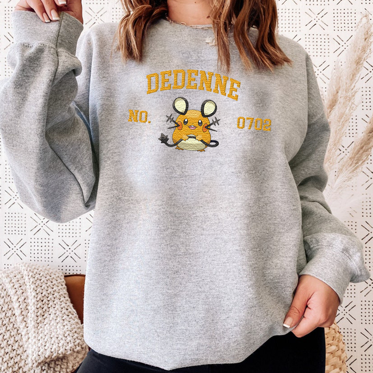 Dedenne Adorable Anime-Themed Embroidered T-Shirt,Crewneck,Hoodie-Trendy Versatile and a Thoughtful Gift for Friends,H-C-1563