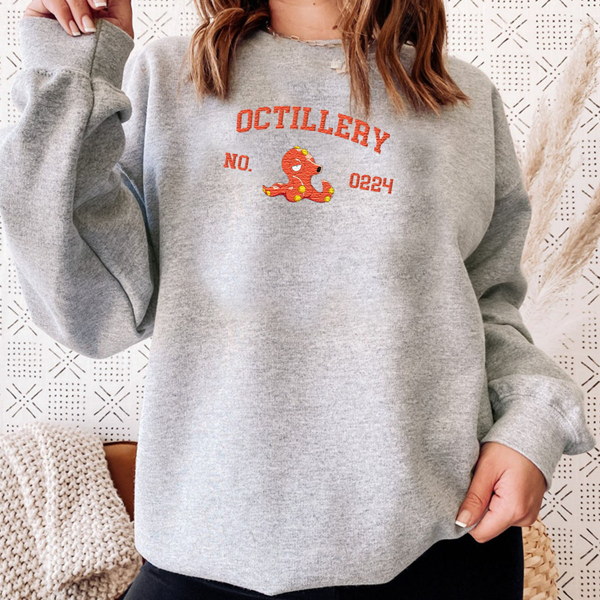 Octillery Adorable Anime-Themed Embroidered T-Shirt,Crewneck,Hoodie-Trendy Versatile and a Thoughtful Gift for Friends,H-C-1366