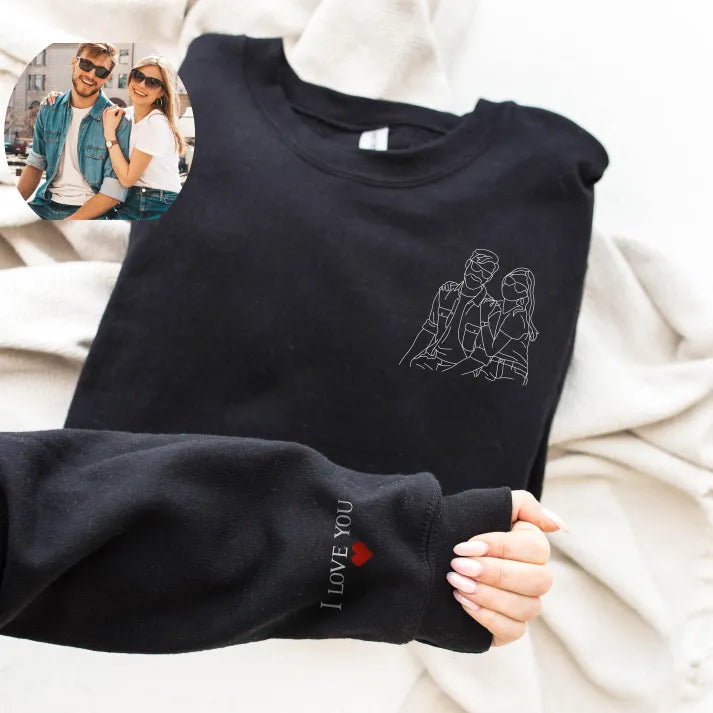 Personalized Couple Full-Color Embroidered Sweatshirt-The Perfect Gift for Your Love,M05