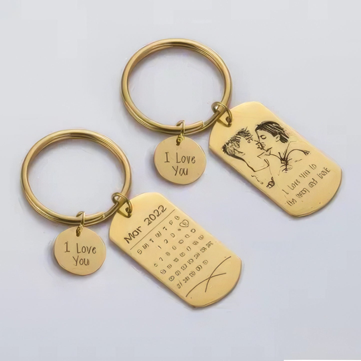 Custom Calendar Dog Tag with Disc Keychain Engraved Name Souvenir,J-A-302