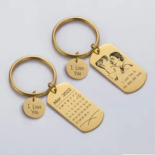Custom Calendar Dog Tag with Disc Keychain Engraved Name Souvenir,J-A-302