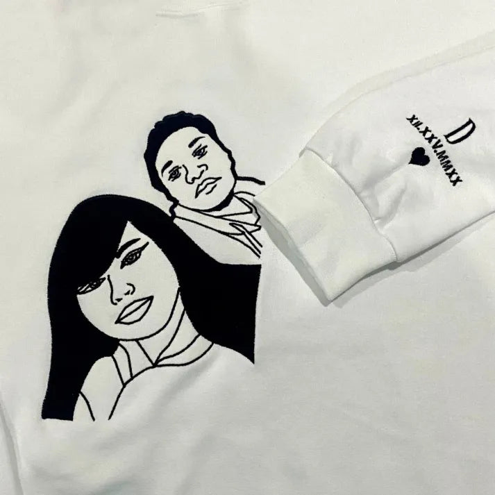 Personalized Couple Full-Color Embroidered Sweatshirt-The Perfect Gift for Your Love,M06
