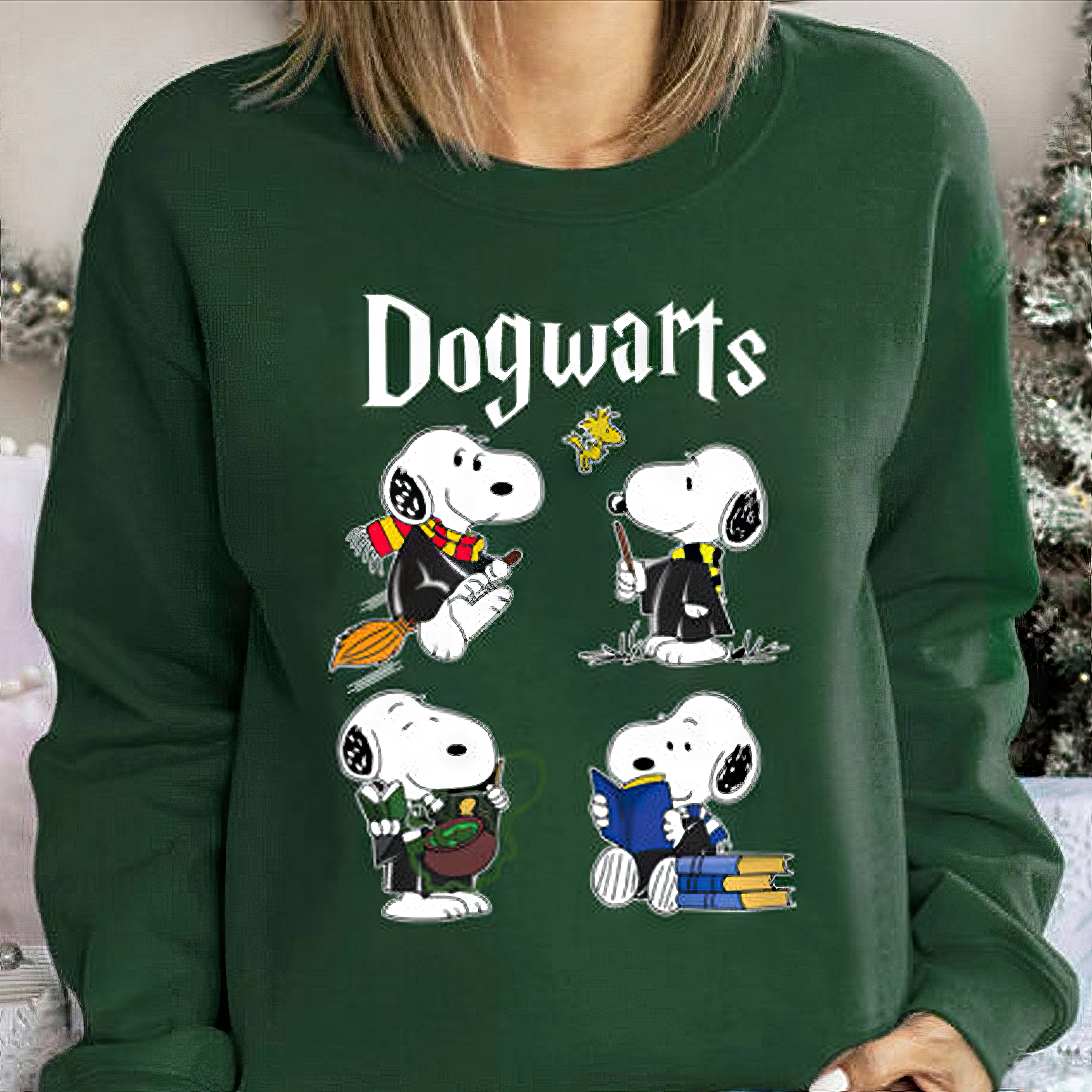 T-shirt à capuche Snoopy de Harry Potter Dogwarts, col ras du cou, HC-110