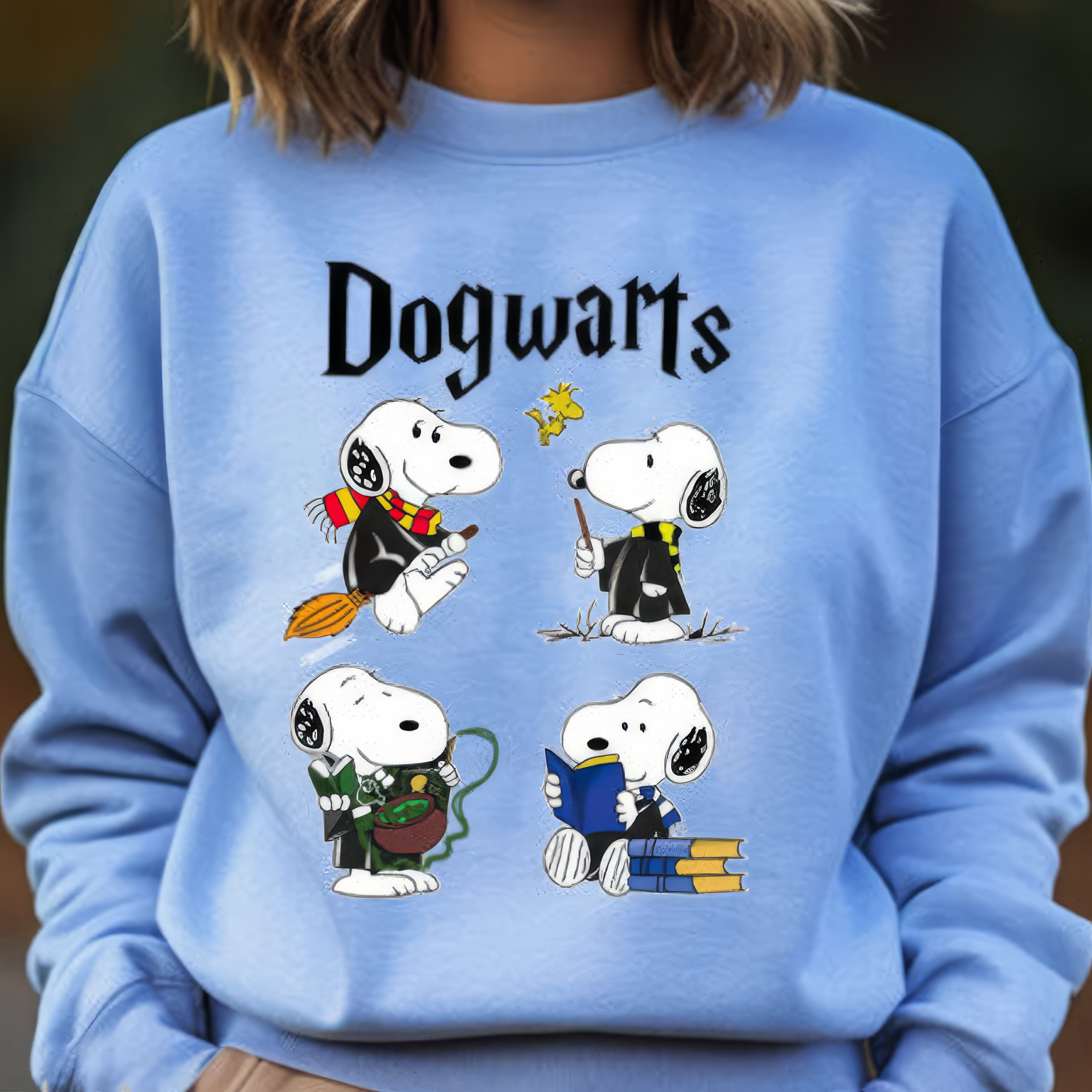 T-shirt à capuche Snoopy de Harry Potter Dogwarts, col ras du cou, HC-110