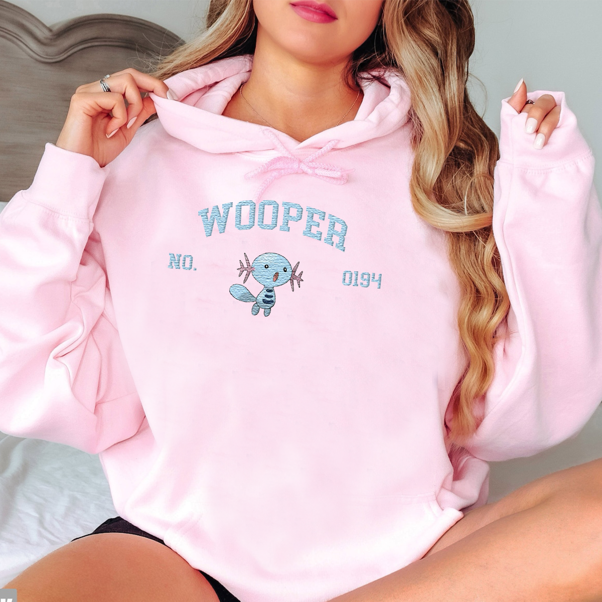Wooper Anime Characters Embroidered Unisex T-Shirt,Crewneck,Hoodie For Gift,H-C-1277