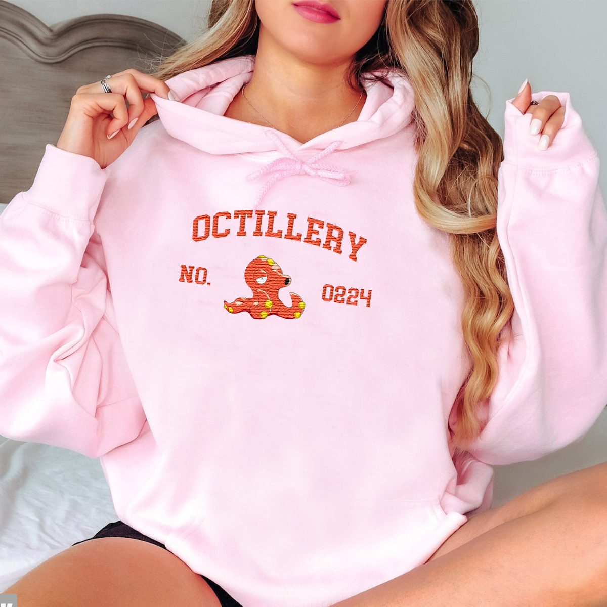 Octillery Adorable Anime-Themed Embroidered T-Shirt,Crewneck,Hoodie-Trendy Versatile and a Thoughtful Gift for Friends,H-C-1366