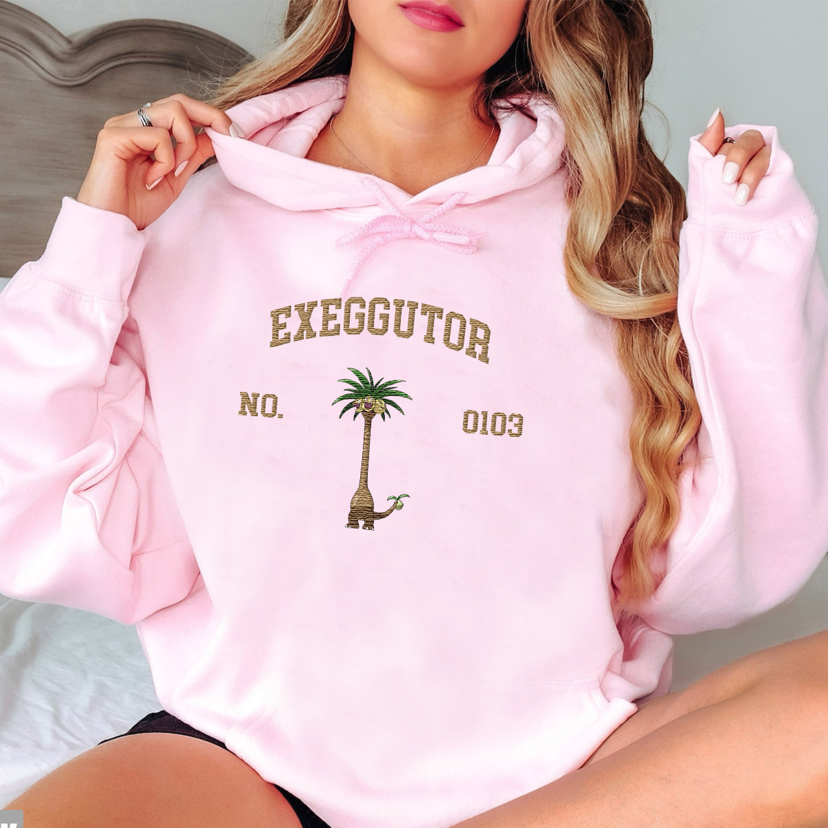 Exeggutor Adorable Anime-Themed Embroidered T-Shirt,Crewneck,Hoodie-Trendy Versatile and a Thoughtful Gift for Friends,H-C-1636
