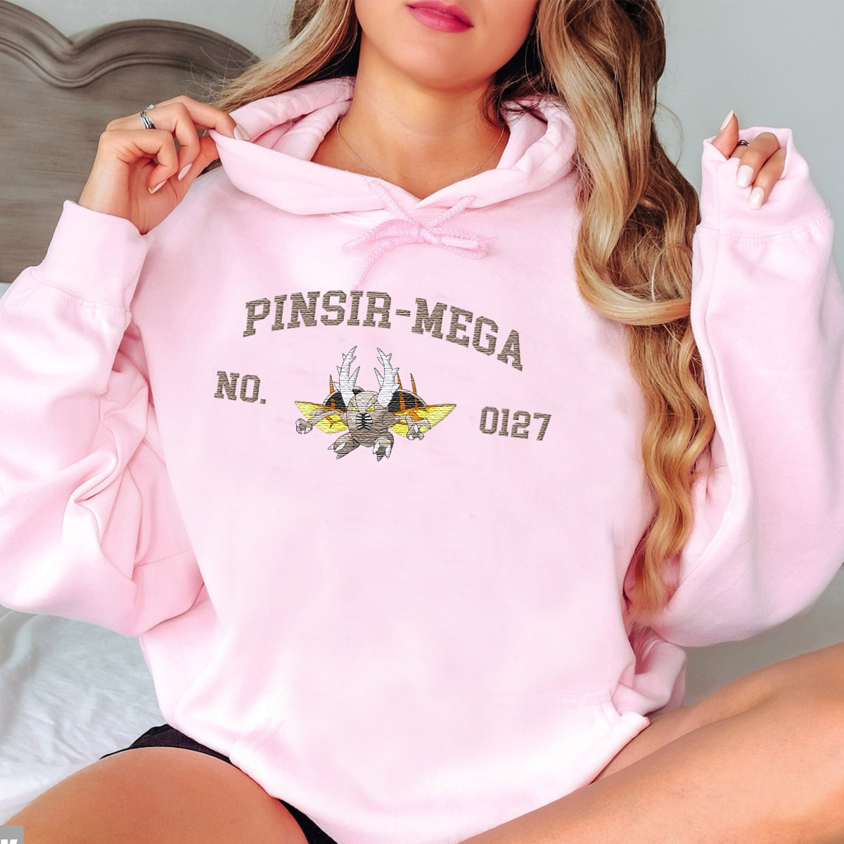 Pinsir-Mega Adorable Anime-Themed Embroidered T-Shirt,Crewneck,Hoodie-Trendy Versatile and a Thoughtful Gift for Friends,H-C-1481
