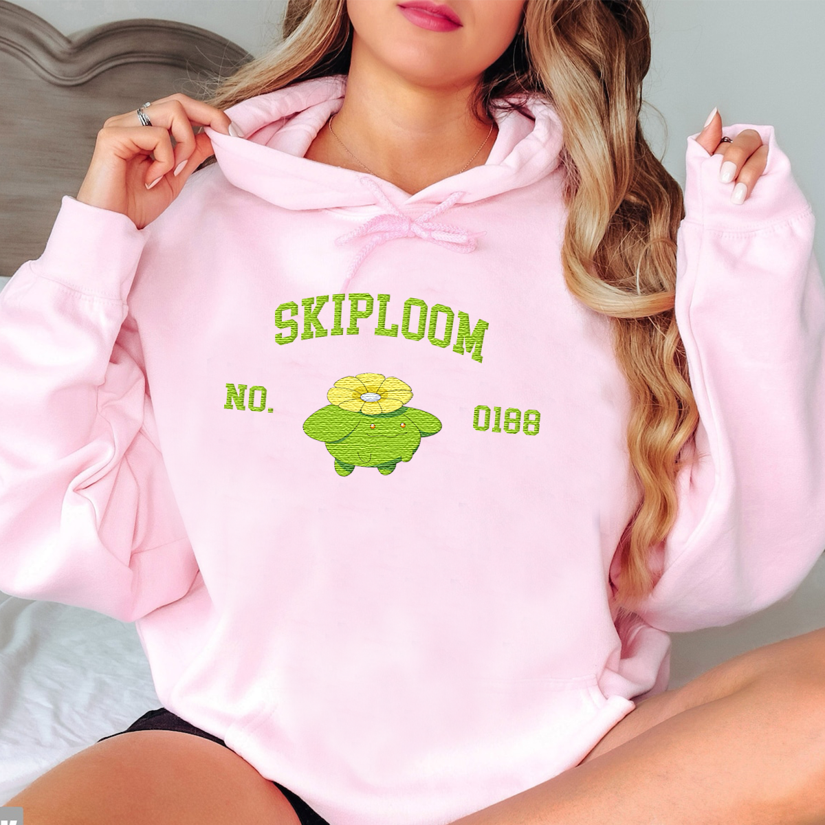 Skiploom Adorable Anime-Themed Embroidered T-Shirt,Crewneck,Hoodie-Trendy Versatile and a Thoughtful Gift for Friends,H-C-1633