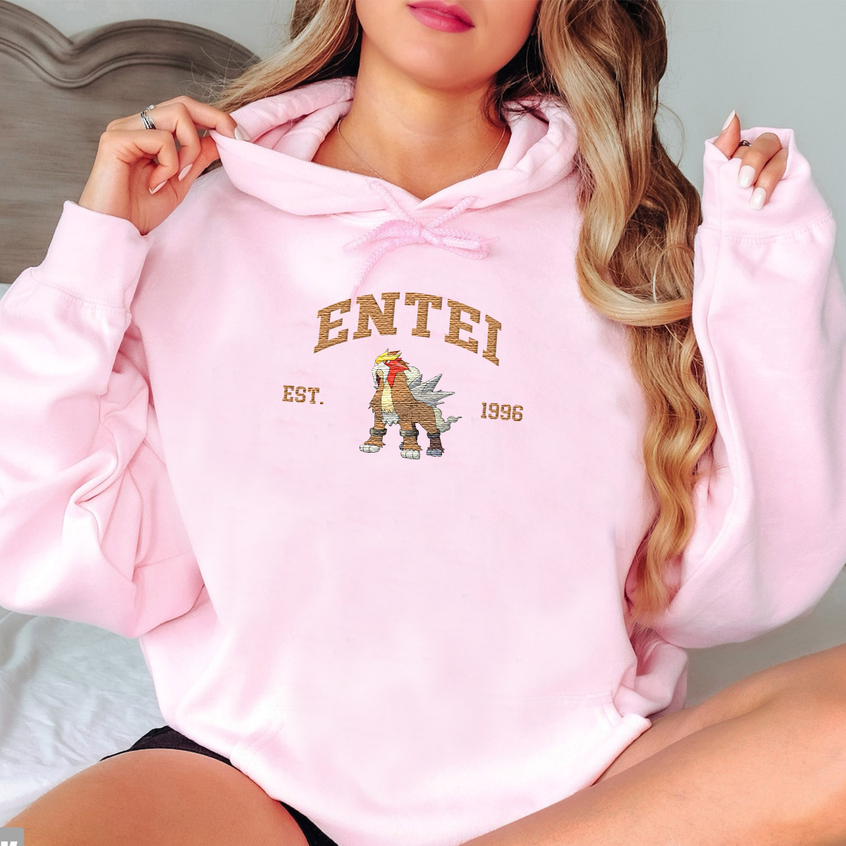 Entei Adorable Anime-Themed Embroidered T-Shirt,Crewneck,Hoodie-Trendy Versatile and a Thoughtful Gift for Friends,H-C-1019