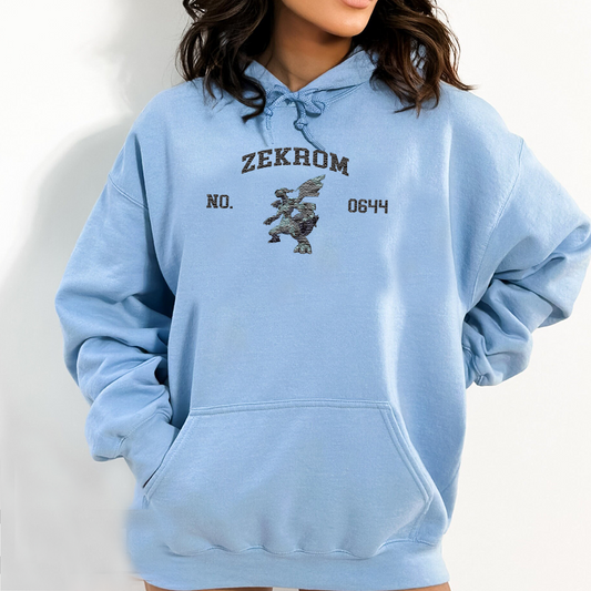 Zekrom Adorable Anime-Themed Embroidered T-Shirt,Crewneck,Hoodie-Trendy Versatile and a Thoughtful Gift for Friends,H-C-1294