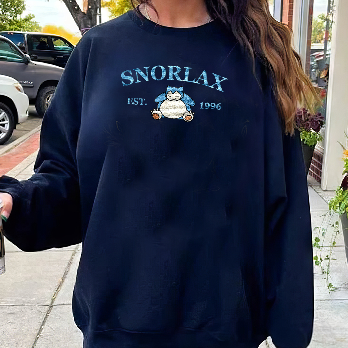 Snorlax-Q. Adorable Anime-Themed Embroidered T-Shirt,Crewneck,Hoodie-Trendy Versatile and a Thoughtful Gift for Friends,H-C-931