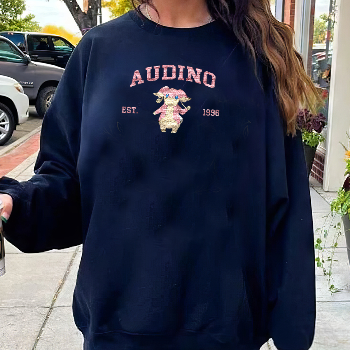 Audino Adorable Anime-Themed Embroidered T-Shirt,Crewneck,Hoodie-Trendy Versatile and a Thoughtful Gift for Friends,H-C-1208