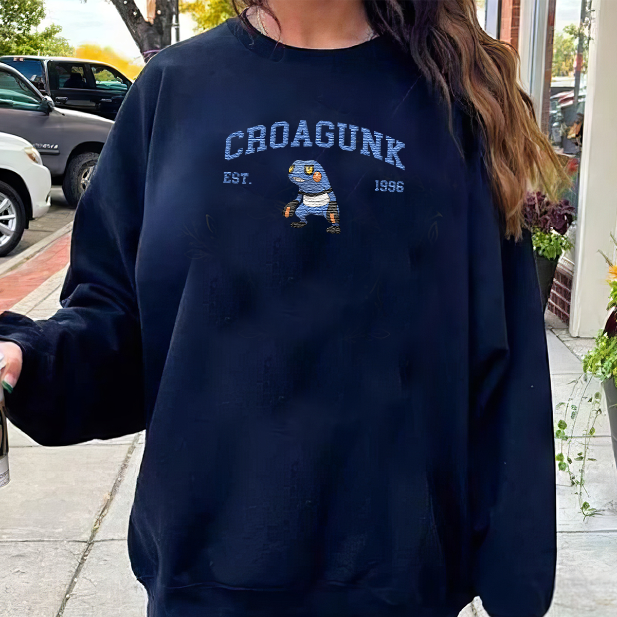Croagunk Adorable Anime-Themed Embroidered T-Shirt,Crewneck,Hoodie-Trendy Versatile and a Thoughtful Gift for Friends,H-C-1130