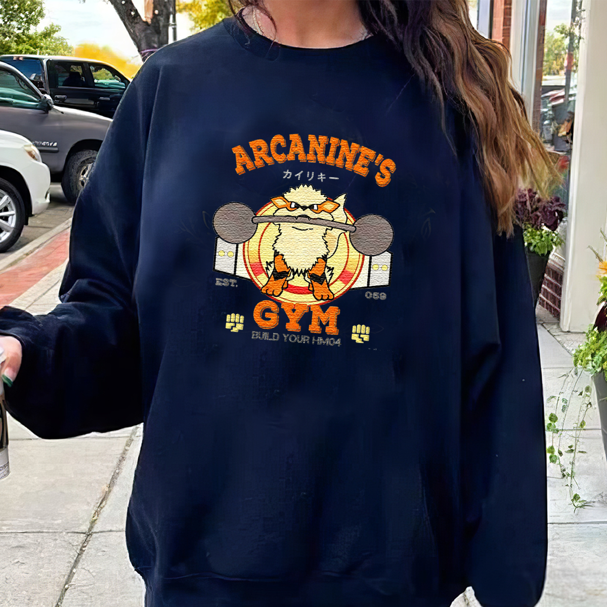 Arcanine's GYM Anime-Themed Embroidered T-Shirt,Crewneck,Hoodie-Trendy Versatile and a Thoughtful Gift for Friends,H-C-1803