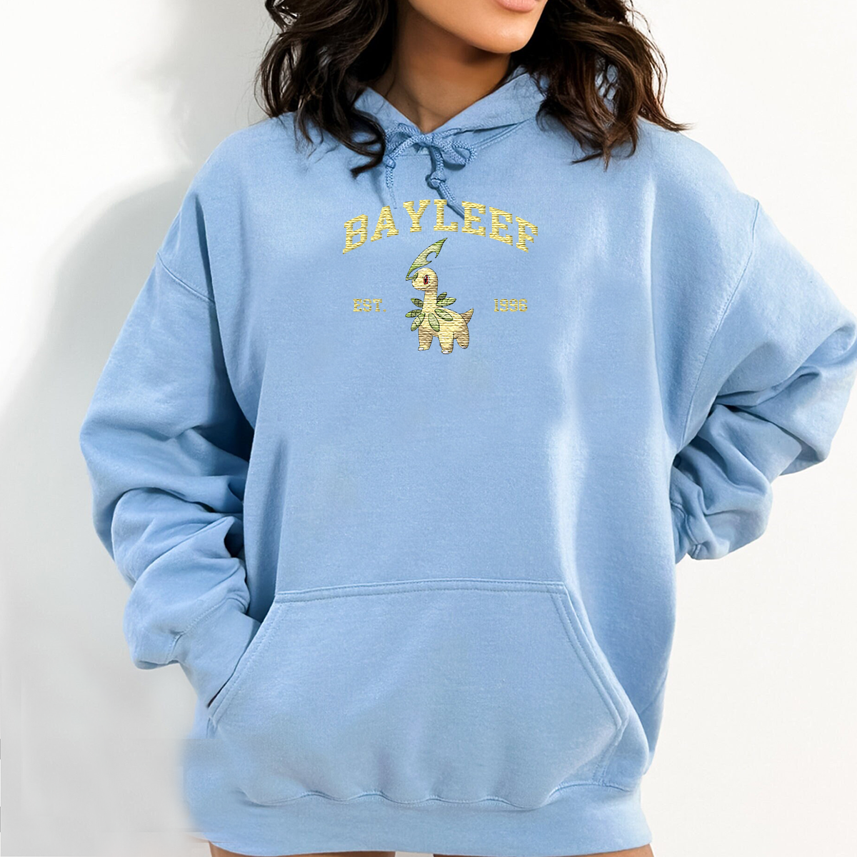 Bayleef Adorable Anime-Themed Embroidered T-Shirt,Crewneck,Hoodie-Trendy Versatile and a Thoughtful Gift for Friends,H-C-857