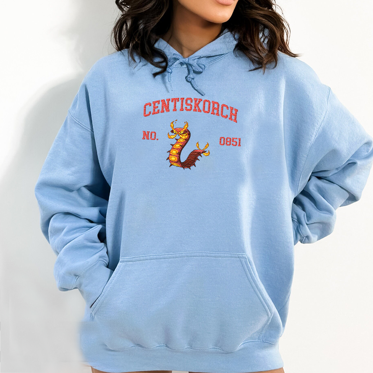 Centiskorch Adorable Anime-Themed Embroidered T-Shirt,Crewneck,Hoodie-Trendy Versatile and a Thoughtful Gift for Friends,H-C-1455