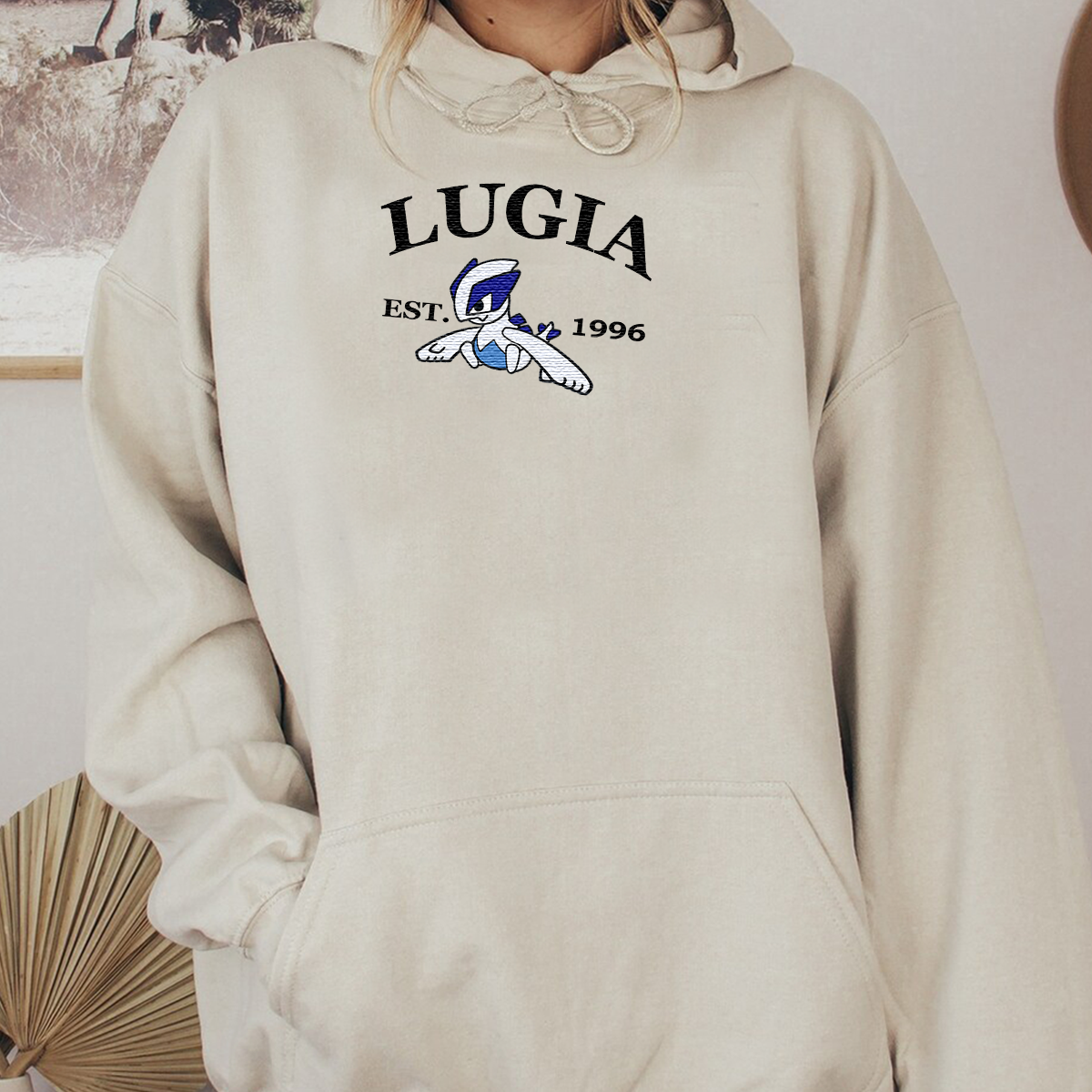 Lugia-Q. Adorable Anime-Themed Embroidered T-Shirt,Crewneck,Hoodie-Trendy Versatile and a Thoughtful Gift for Friends,H-C-925