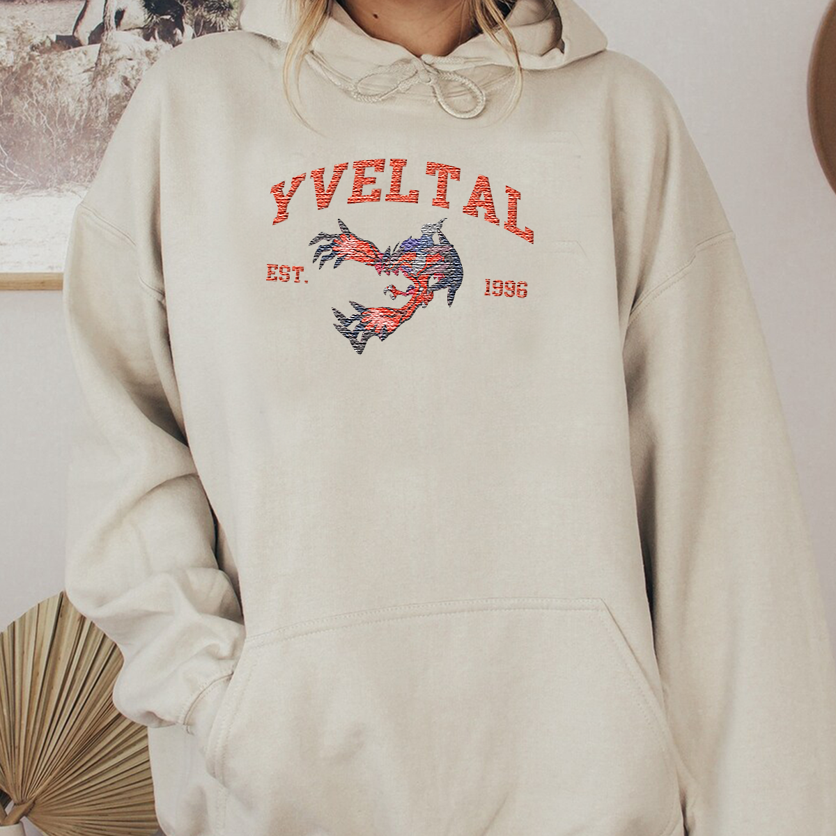 Yveltal Adorable Anime-Themed Embroidered T-Shirt,Crewneck,Hoodie-Trendy Versatile and a Thoughtful Gift for Friends,H-C-1007