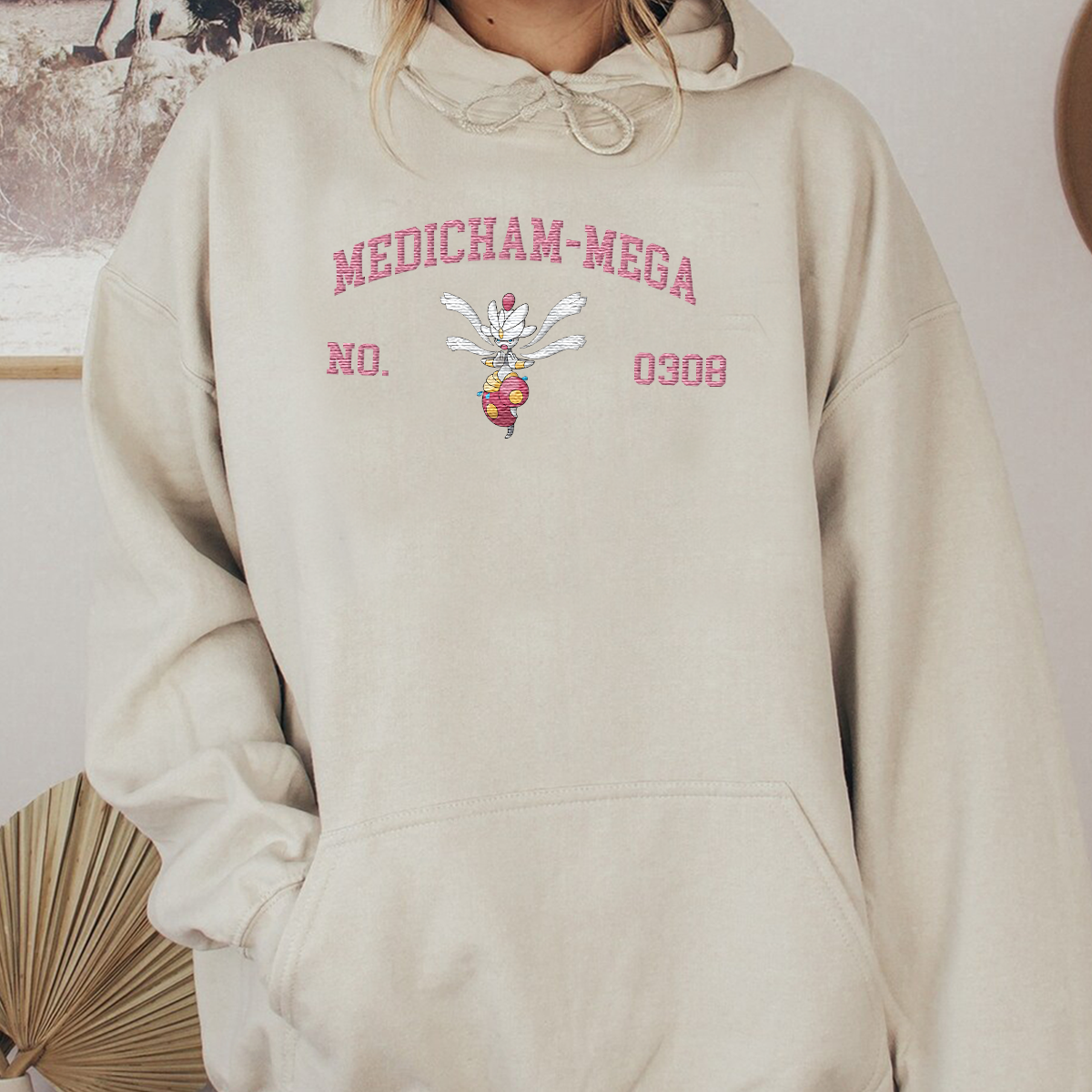 Medicham-Mega Adorable Anime-Themed Embroidered T-Shirt,Crewneck,Hoodie-Trendy Versatile and a Thoughtful Gift for Friends,H-C-1500