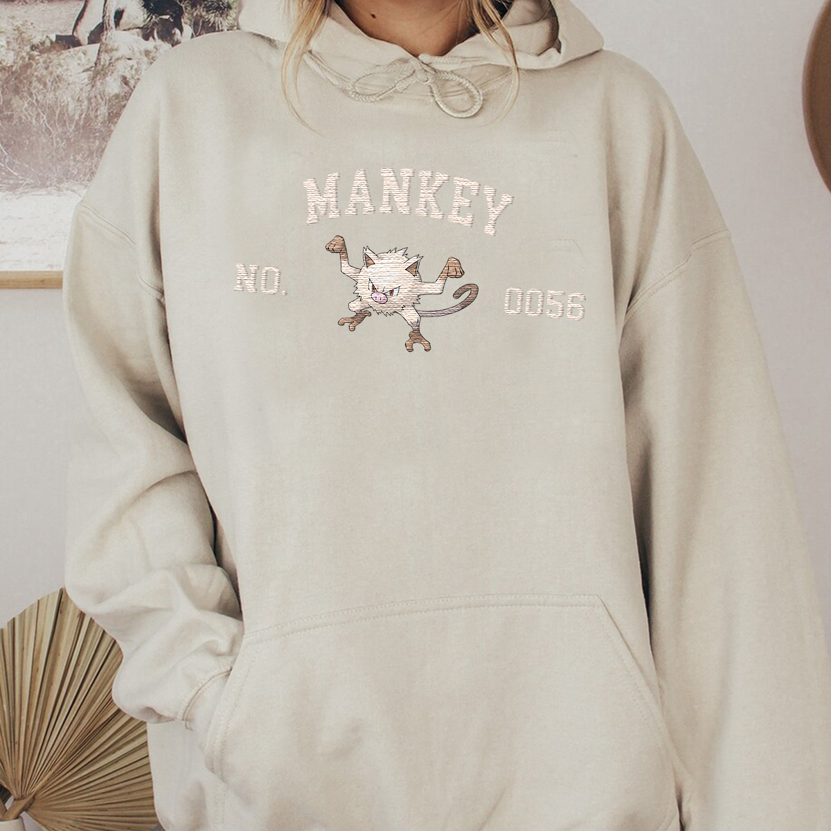 Mankey Adorable Anime-Themed Embroidered T-Shirt,Crewneck,Hoodie-Trendy Versatile and a Thoughtful Gift for Friends,H-C-1612