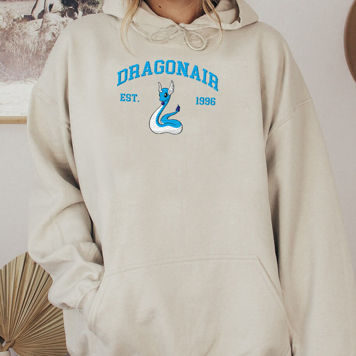 Dragonair Adorable Anime-Themed Embroidered T-Shirt,Crewneck,Hoodie-Trendy Versatile and a Thoughtful Gift for Friends,H-C-906