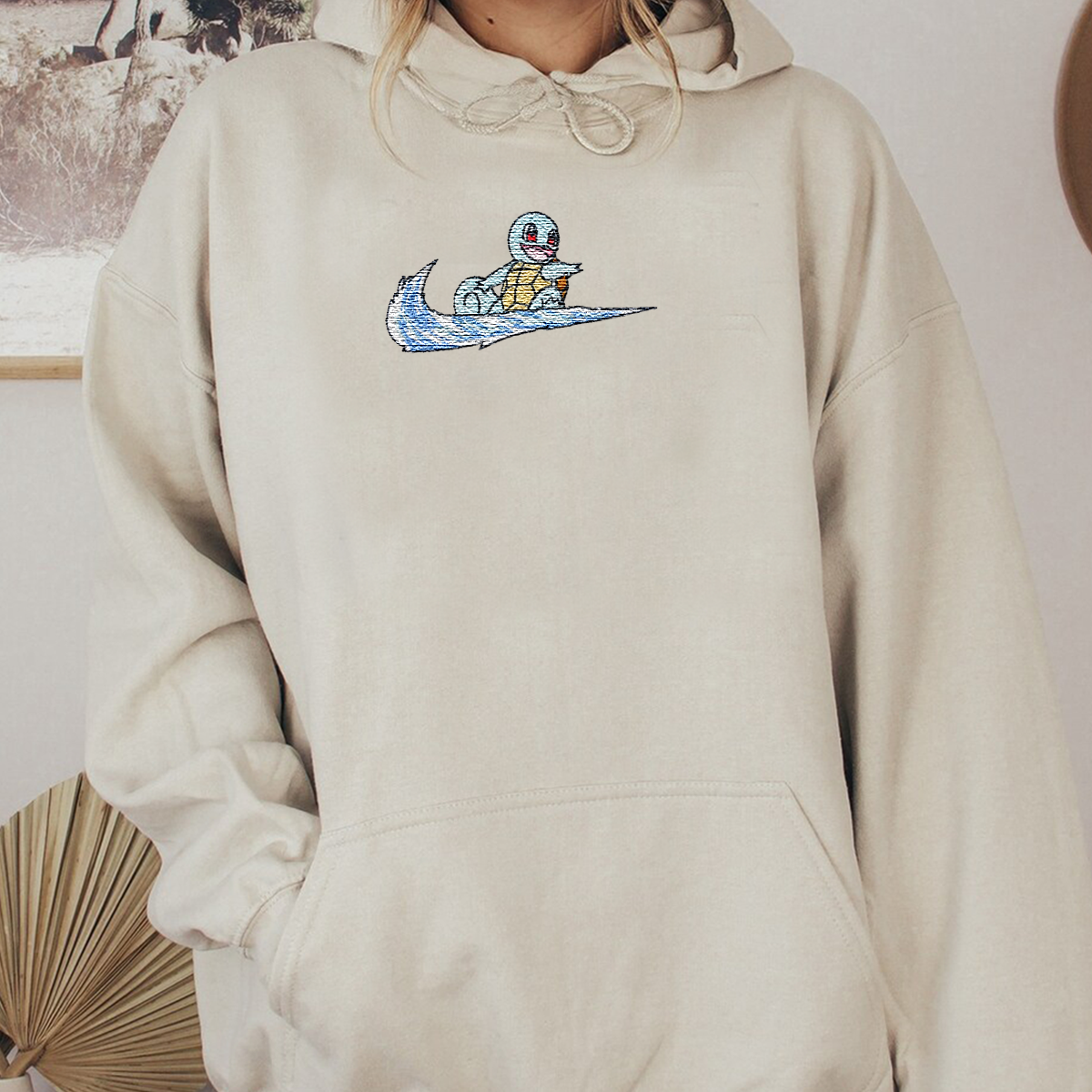 Squirtle Adorable Anime-Themed Embroidered T-Shirt,Crewneck,Hoodie-Trendy Versatile and a Thoughtful Gift for Friends,H-C-1352