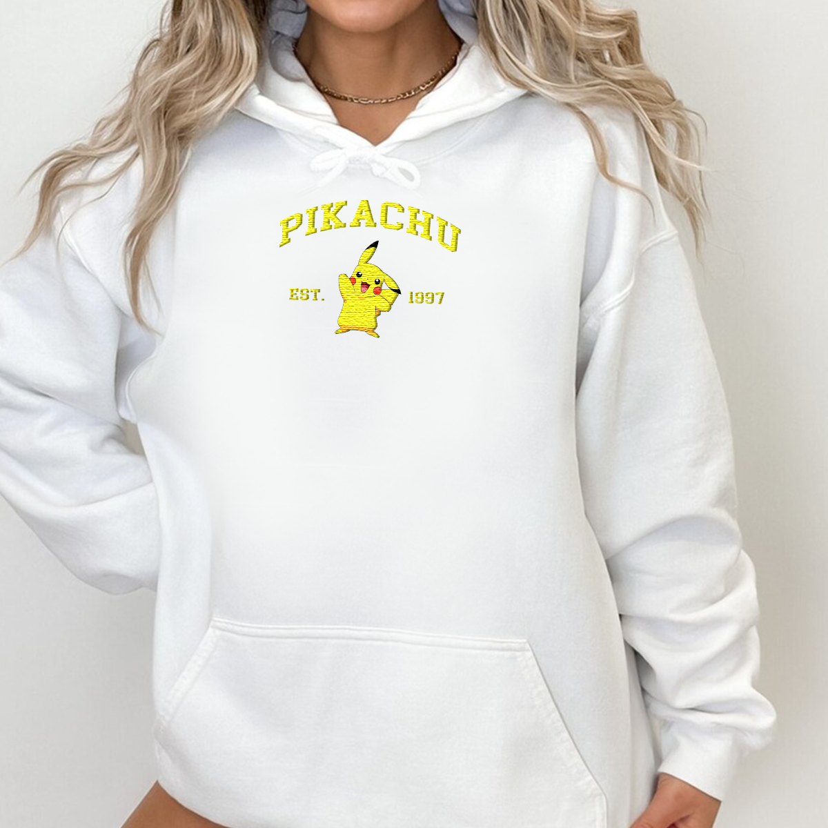 Pikachu Adorable Anime-Themed Embroidered T-Shirt,Crewneck,Hoodie-Trendy Versatile and a Thoughtful Gift for Friends,H-C-723