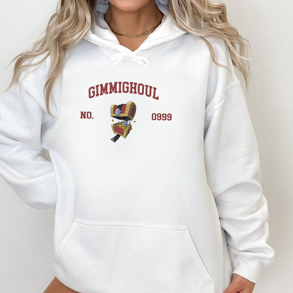 Gimmighoul Adorable Anime-Themed Embroidered T-Shirt,Crewneck,Hoodie-Trendy Versatile and a Thoughtful Gift for Friends,H-C-1673