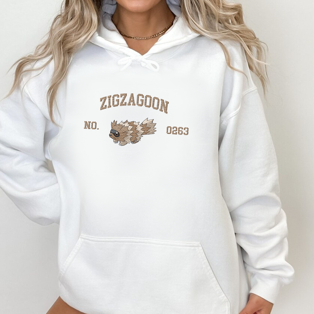 Zigzagoon Anime-Themed Embroidered T-Shirt,Crewneck,Hoodie-Trendy Versatile and a Thoughtful Gift for Friends,H-C-1811