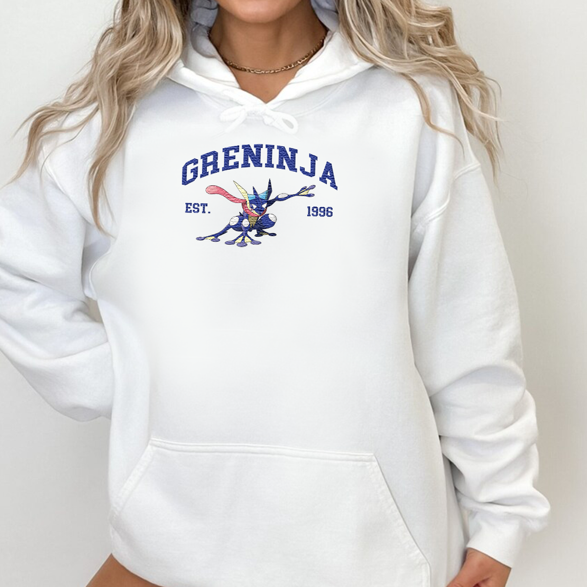 Greninja Adorable Anime-Themed Embroidered T-Shirt,Crewneck,Hoodie-Trendy Versatile and a Thoughtful Gift for Friends,H-C-851