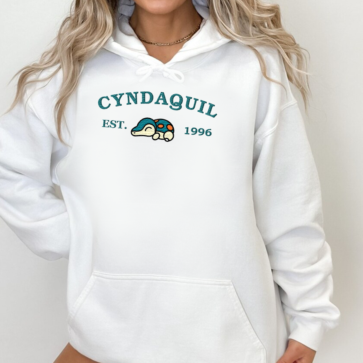 Cyndaquil Adorable Anime-Themed Embroidered T-Shirt,Crewneck,Hoodie-Trendy Versatile and a Thoughtful Gift for Friends,H-C-947