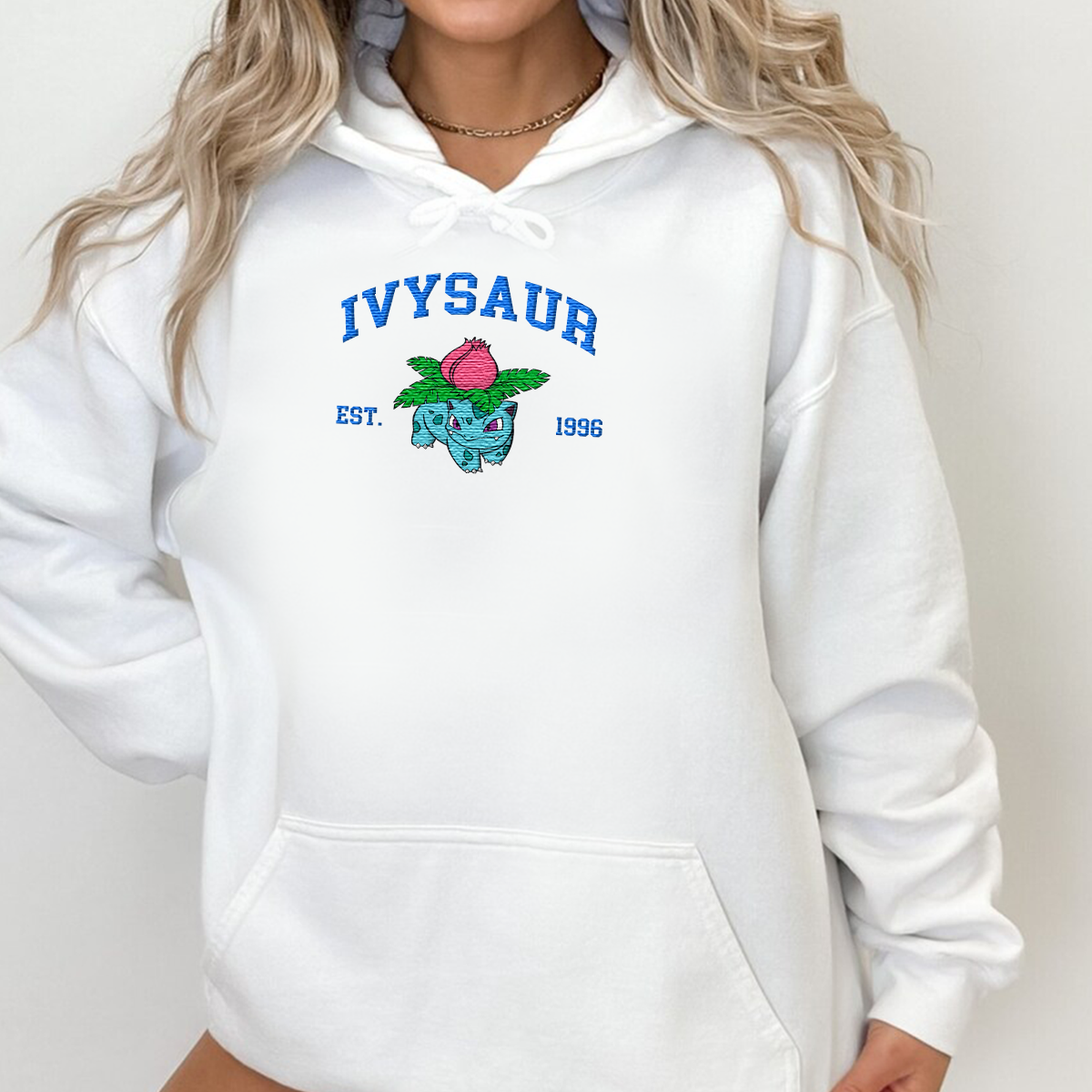 Ivysaur Adorable Anime-Themed Embroidered T-Shirt,Crewneck,Hoodie-Trendy Versatile and a Thoughtful Gift for Friends,H-C-910