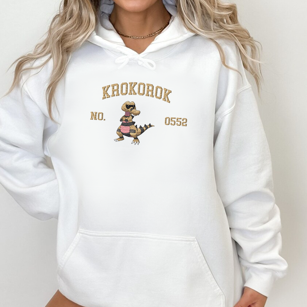 Krokorok Adorable Anime-Themed Embroidered T-Shirt,Crewneck,Hoodie-Trendy Versatile and a Thoughtful Gift for Friends,H-C-1541