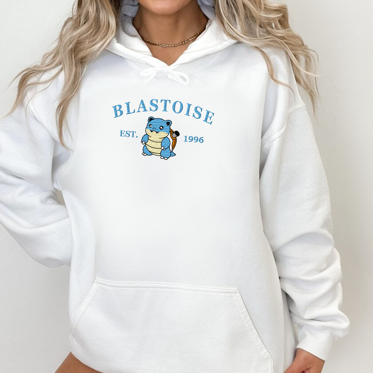 Blastoise-Q. Adorable Anime-Themed Embroidered T-Shirt,Crewneck,Hoodie-Trendy Versatile and a Thoughtful Gift for Friends,H-C-983