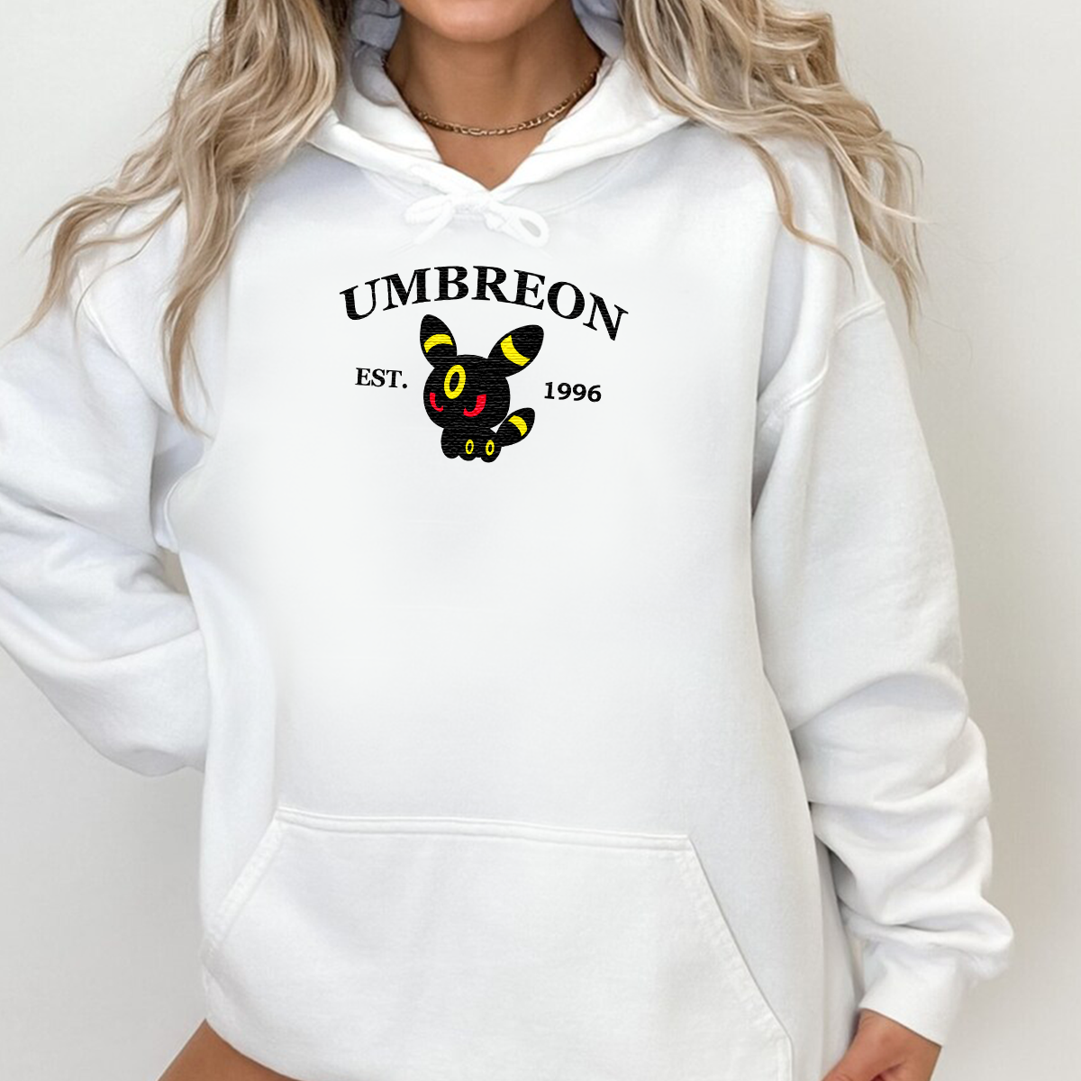 Umbreon-Q. Adorable Anime-Themed Embroidered T-Shirt,Crewneck,Hoodie-Trendy Versatile and a Thoughtful Gift for Friends,H-C-913