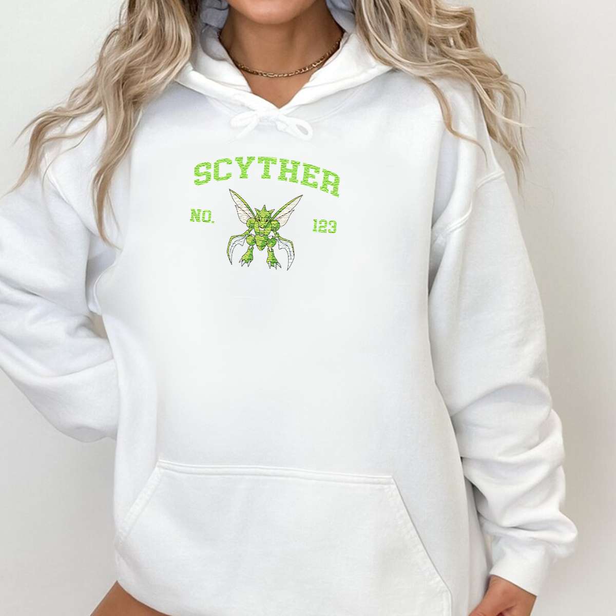 SCYTHER Adorable Anime-Themed Embroidered T-Shirt,Crewneck,Hoodie-Trendy Versatile and a Thoughtful Gift for Friends,H-C-1381