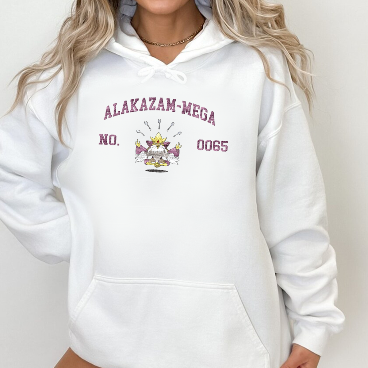 Alakazam-Mega Adorable Anime-Themed Embroidered T-Shirt,Crewneck,Hoodie-Trendy Versatile and a Thoughtful Gift for Friends,H-C-1473