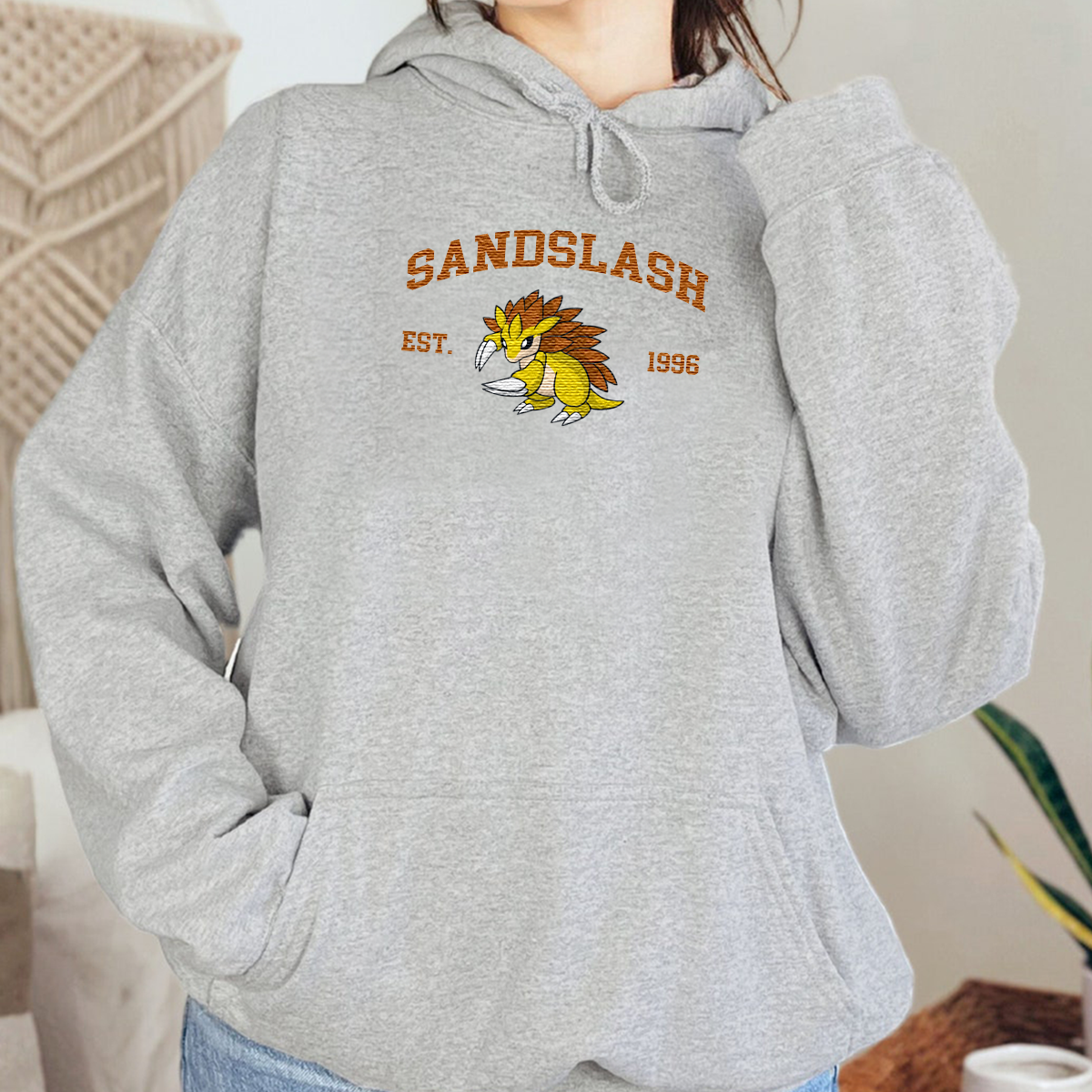 Sandslash Anime Characters Embroidered Unisex T-Shirt,Crewneck,Hoodie For Gift,H-C-1172
