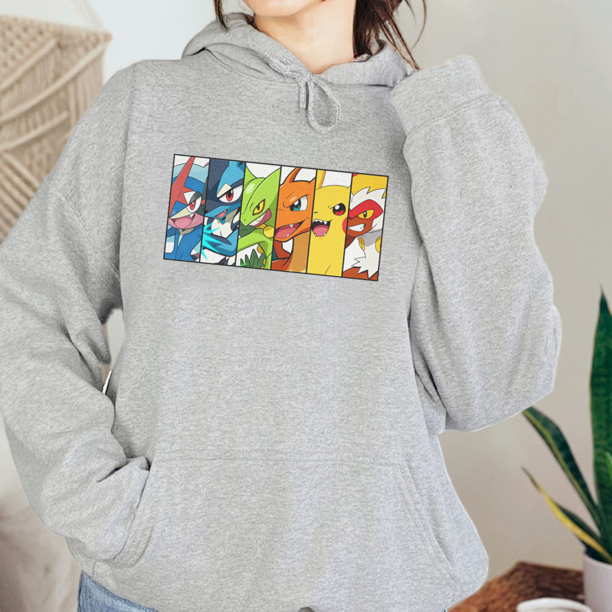 Pokémon Evolution Series Infernape Greninja Pikachu Charizard Sceptile Lucario Family Embroidered T-Shirt,Crewneck & Hoodie,H-C-1792