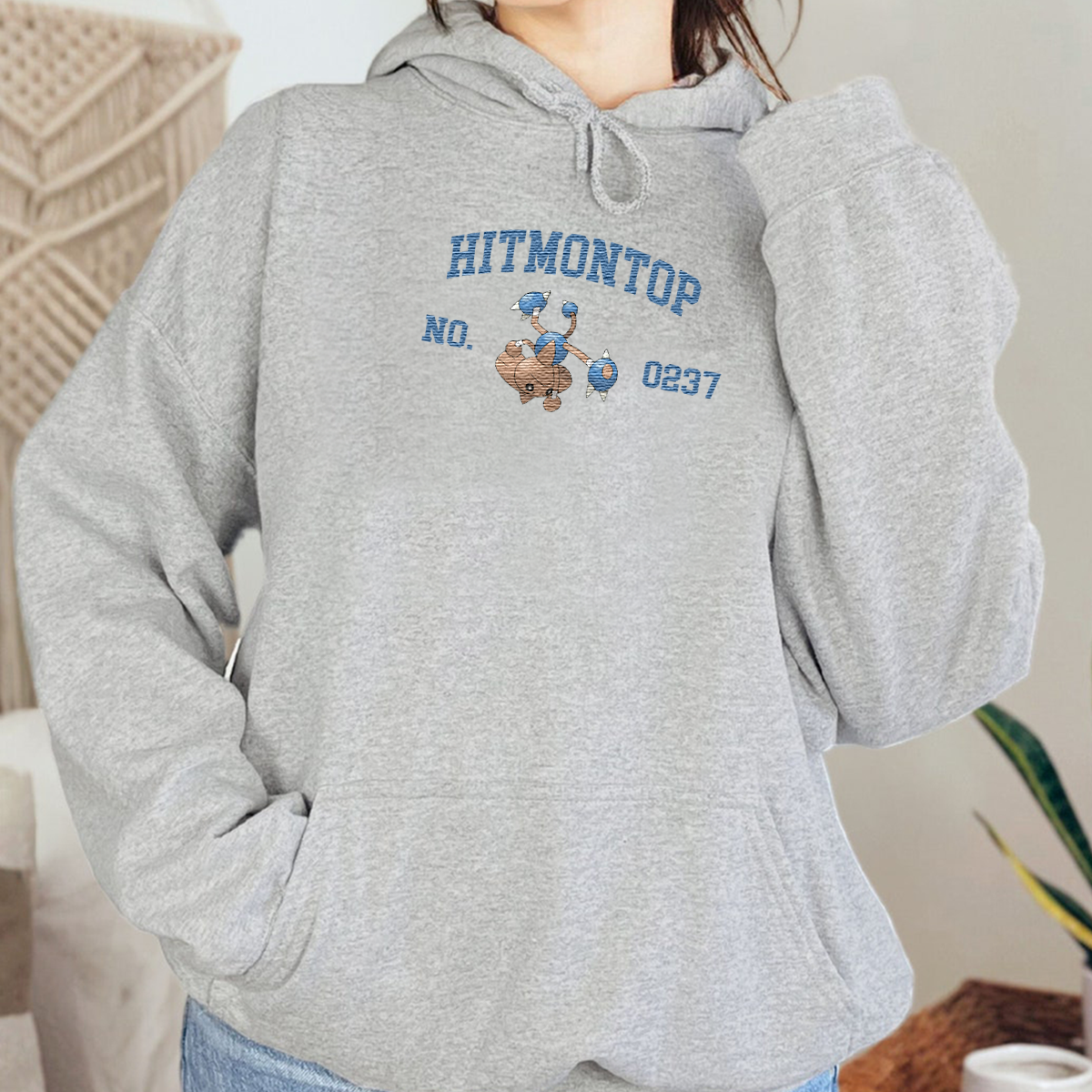 Hitmontop Adorable Anime-Themed Embroidered T-Shirt,Crewneck,Hoodie-Trendy Versatile and a Thoughtful Gift for Friends,H-C-1410