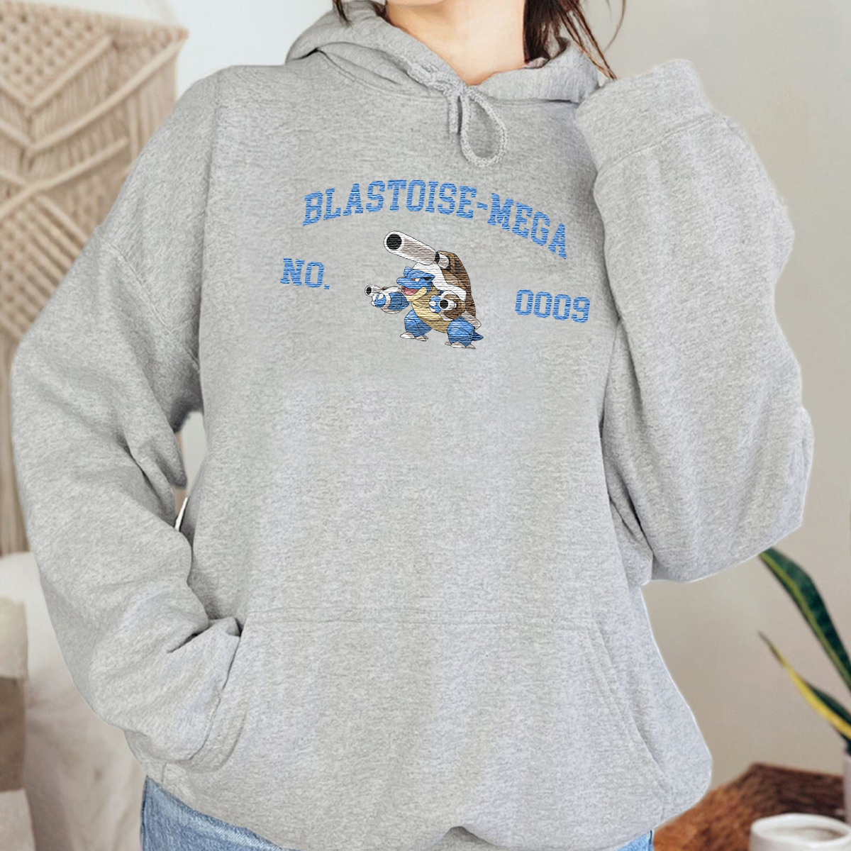 Blastoise-Mega Adorable Anime-Themed Embroidered T-Shirt,Crewneck,Hoodie-Trendy Versatile and a Thoughtful Gift for Friends,H-C-1475