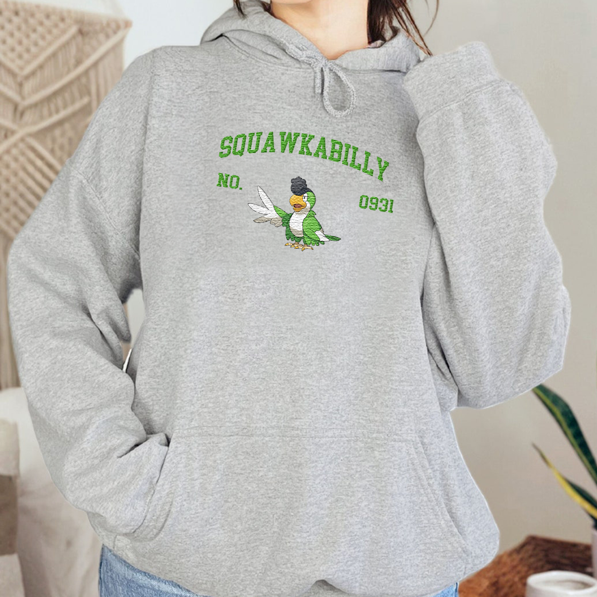 Squawkabilly Anime-Themed Embroidered T-Shirt,Crewneck,Hoodie-Trendy Versatile and a Thoughtful Gift for Friends,H-C-1833