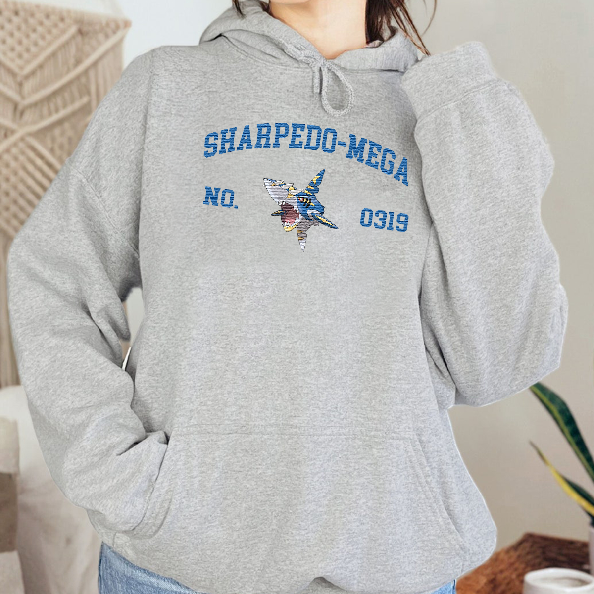 Sharpedo-Mega Anime Characters Embroidered Unisex T-Shirt,Crewneck,Hoodie For Gift,H-C-1502