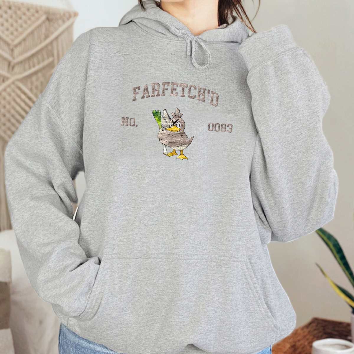 Farfetch'd  Adorable Anime-Themed Embroidered T-Shirt,Crewneck,Hoodie-Trendy Versatile and a Thoughtful Gift for Friends,H-C-1578