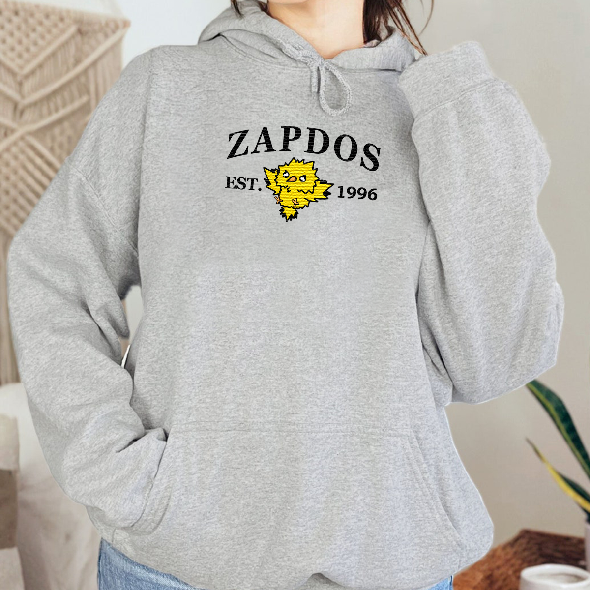 Zapdos-Q. Anime Characters Embroidered Unisex T-Shirt,Crewneck,Hoodie For Gift,H-C-989