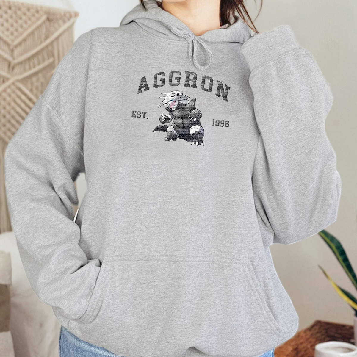 Aggron Adorable Anime-Themed Embroidered T-Shirt,Crewneck,Hoodie-Trendy Versatile and a Thoughtful Gift for Friends,H-C-895