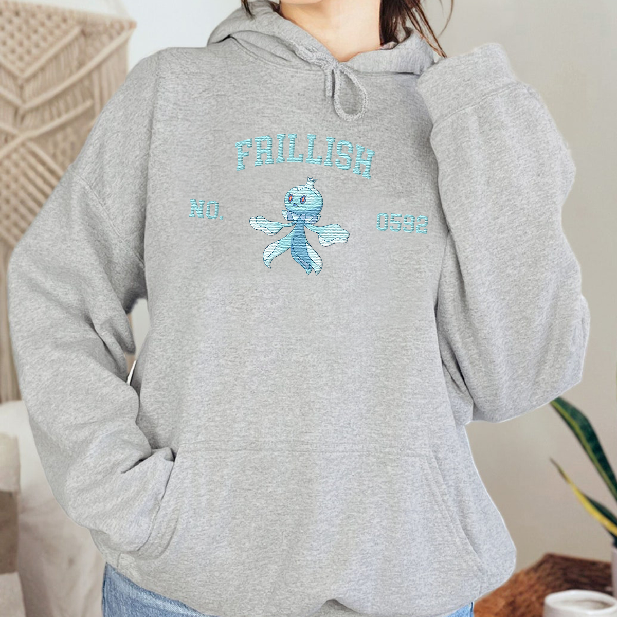Frillish Anime Characters Embroidered Unisex T-Shirt,Crewneck,Hoodie For Gift,H-C-1585