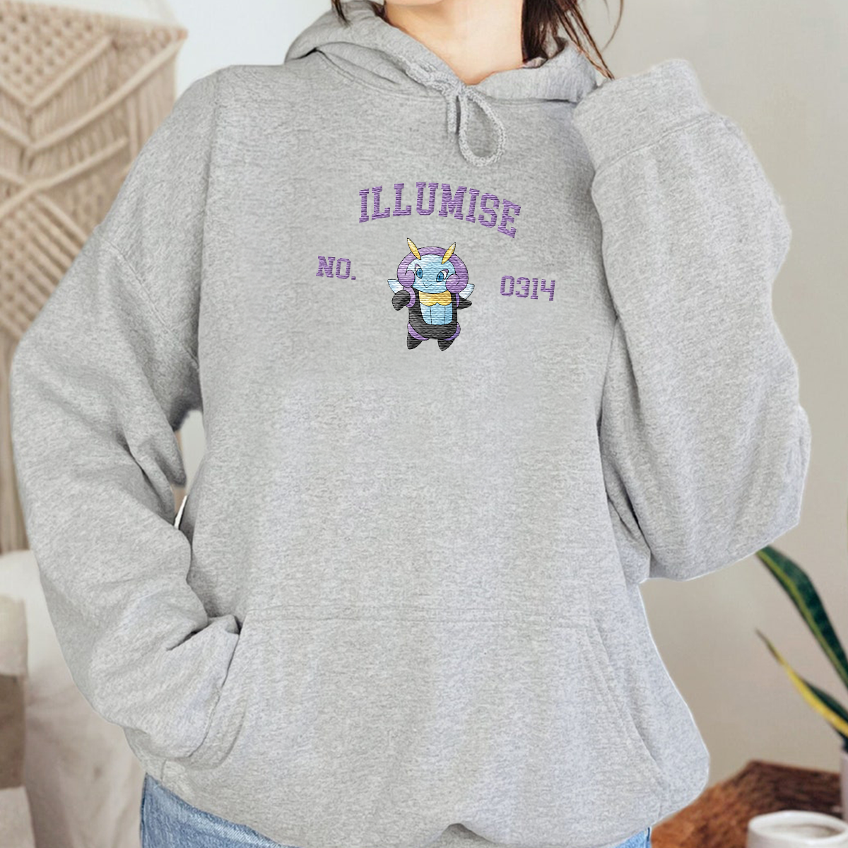 Illumise Adorable Anime-Themed Embroidered T-Shirt,Crewneck,Hoodie-Trendy Versatile and a Thoughtful Gift for Friends,H-C-1747